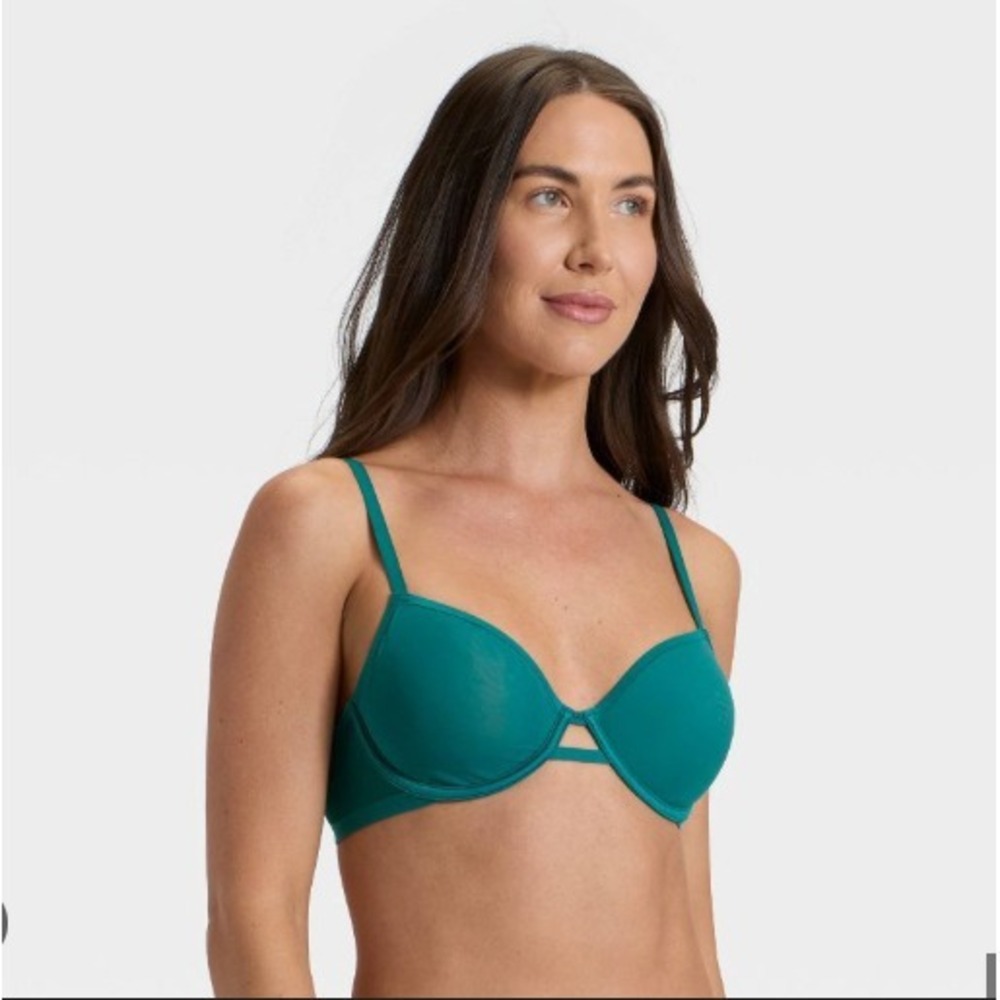Women's Mesh Unlined Demi Bra - Auden Teal Blue 40D - Picture 2 of 2